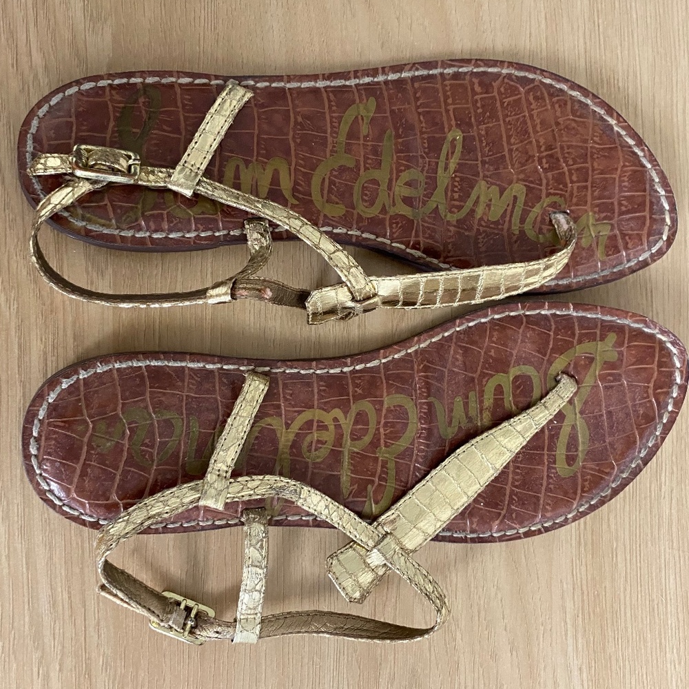 Sam Edelman Gold Gigi Thong Sandal